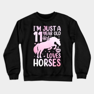 11th Birthday Horse Design for 11 Year Old Girls Crewneck Sweatshirt